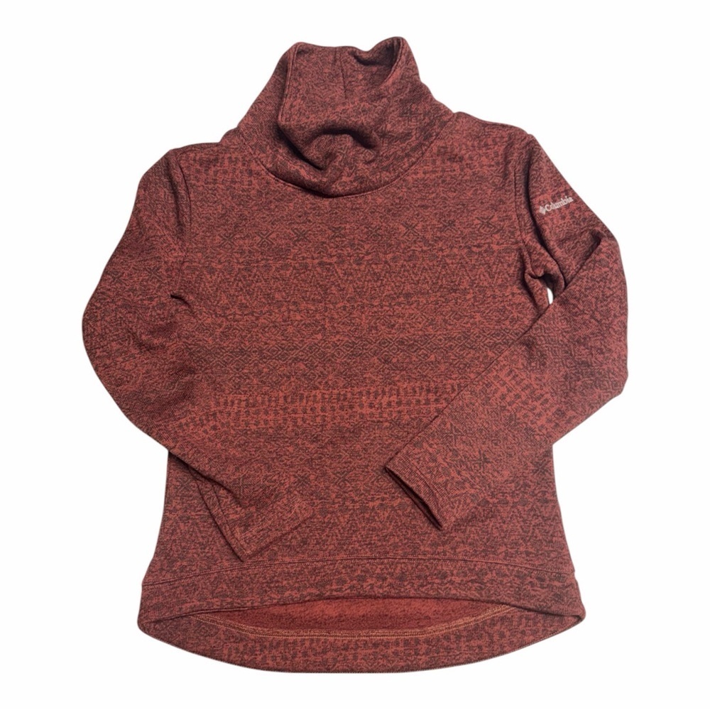 Columbia Women's Small Pullover Cowlneck Red Patterned Knit Sweater